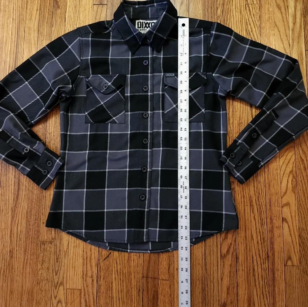 DIXXON Womens Flannel Button Down Shirt Size Small The Dark Horse Black Grey - Picture 6 of 8
